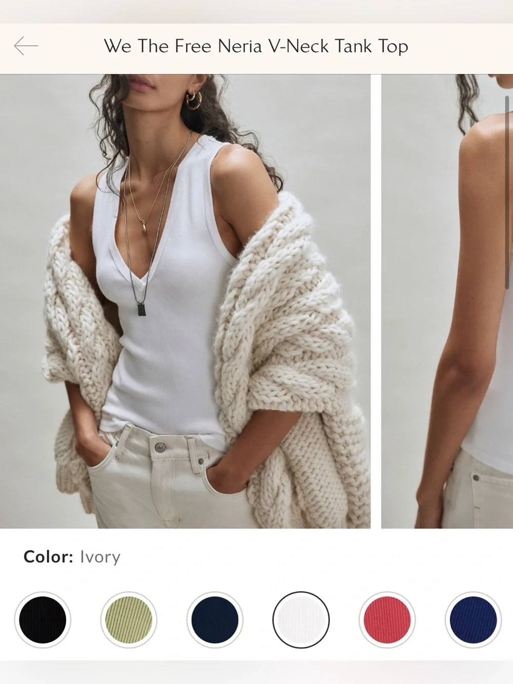 NWOT Free People We The Free Neria Tank - ivory white - small